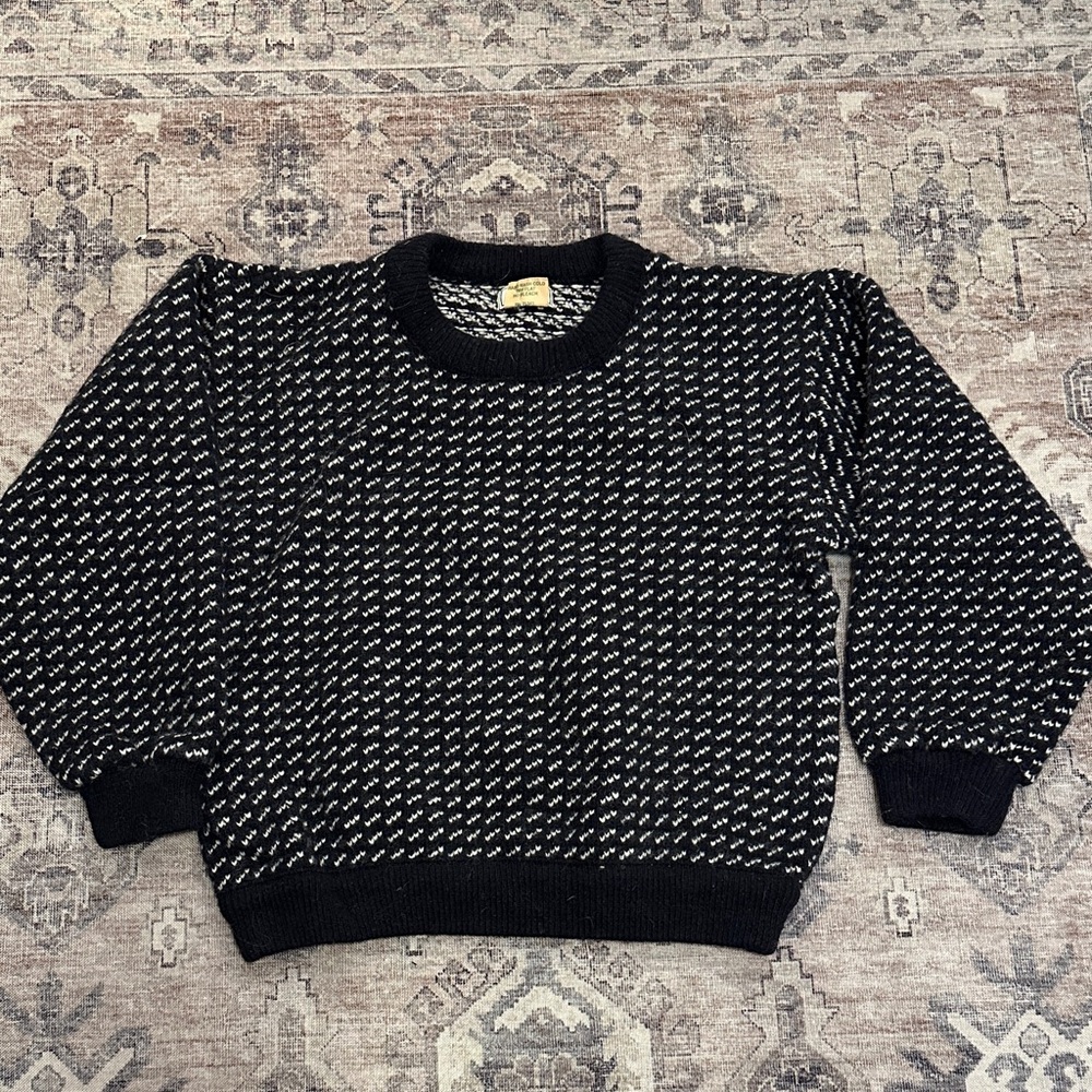 L.L. Bean Black and White Crewneck Sweater